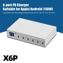 Load image into Gallery viewer, 140W LED Multi PD Charger 6 USB C Quick Charge 20W 30W TYPE-C Charging Station For iPhone 13 12 Samsung Xiaomi HUAWEI