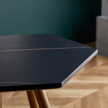 Load image into Gallery viewer, Modern Minimalism Black Faux Marble End&amp;Side Table, Small Accent Coffee Table with Dark Gold Metal Legs, Hexagon Nightstand for Living Room,Bedroom, Apartment Small Space ( MDF Tabletop + Metal Legs )

