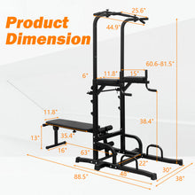 Load image into Gallery viewer, Power Tower with Bench Pull Up Bar Dip Station Adjustable Height Dip Stand Heavy Duty Multi-Function Fitness Rack
