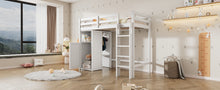Load image into Gallery viewer, Twin Loft Bed with Wardrobe, Storage Shelves and Ladder, White
