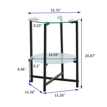 Load image into Gallery viewer, 2-layer Tempered Glass End Table, Round Coffee Table for Bedroom Living Room Office
