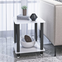 Load image into Gallery viewer, 1-Piece White+Black Side Table , 2-Tier Space End Table ,Modern Night Stand, Sofa table, Side Table with Storage Shelve
