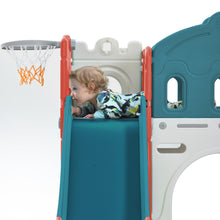Load image into Gallery viewer, Kids Slide Playset Structure, Freestanding Castle Climber with Slide and Basketball Hoop, Toy Storage Organizer for Toddlers, Kids Climbers Playhouse for Indoor Outdoor Playground Activity
