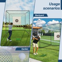 Load image into Gallery viewer, 10X10X10FT Golf Practice Net Cage w/ Metal Frame Hitting Net Kit Indoor Outdoor
