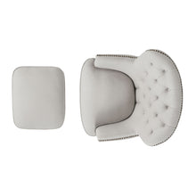 Load image into Gallery viewer, Contemporary Light Grey Fabric Club Chair and Ottoman Set, Stylish Upholstered Armchair with Matching Ottoman, Ideal for Modern Living Room Comfort and Style
