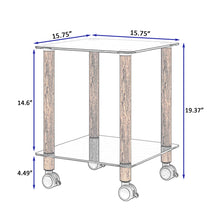 Load image into Gallery viewer, 1-Piece Black + Walnut Side Table , 2-Tier Space End Table ,Modern Night Stand, Sofa table, Side Table with Storage Shelve

