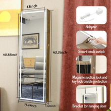 Load image into Gallery viewer, Fashion Simple Jewelry Storage Mirror Cabinet With LED Lights Can Be Hung On The Door Or Wall

