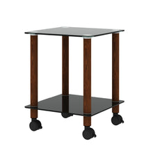 Load image into Gallery viewer, 1-Piece Black + Walnut Side Table , 2-Tier Space End Table ,Modern Night Stand, Sofa table, Side Table with Storage Shelve
