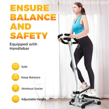 Load image into Gallery viewer, Stair Stepper Machine with Handlebar-Mini Steppers for Exercise with 300LBS Loading Capacity, Hydraulic Fitness Stepper with LCD Monitor(Black+White)
