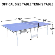 Load image into Gallery viewer, 9ft Mid-Size Table Tennis Table Foldable &amp; Portable Ping Pong Table Set for Indoor Games with Net, 2 Table Tennis Paddles and 3 Balls

