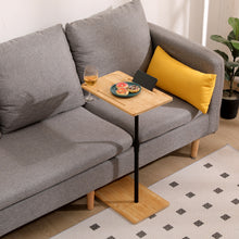 Load image into Gallery viewer, Bamboo Couch Tray Table Height Adjustable C-Shaped End Table with Slots 2 Tier Sofa Side Table for Living Room &amp; Bedroom (Rectangle + Rectangle)
