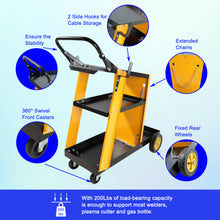Load image into Gallery viewer, Multi Function 3 tier Welding Cart. gas bottle and accessory storage.Welding Heavy Duty  Cart for Tig Mig Welder and Plasma Cutter  with Upgrade Handles and Increase Storage Space Tank Storage
