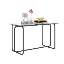 Load image into Gallery viewer, 1-piece Rectangle Dining Table with Black Metal Frame, Tempered Glass Dining Table for Kitchen Room, (Transparent+Black)
