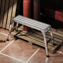 Load image into Gallery viewer, Aluminum Work Platform Large Size Step Stool Folding Portable Work Bench 40"  Width Telescopic Feet 22" -27.5" Height Adjustable
