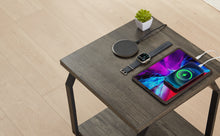 Load image into Gallery viewer, Side Table with Charging Station, Set of 2 End Tables with USB Ports and Sockets, Bedside Tables in Living Room, Bedroom, Dark Grey,17.32'' W x 17.32'' D x 21.65'' H.
