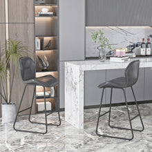 Load image into Gallery viewer, Set of 2, Leather Bar Chair with High-Density Sponge, PU Chair Counter Height Pub Kitchen Stools for Dining room,homes,bars, kitchens,Gray
