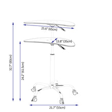 Load image into Gallery viewer, Adjustable Height Black Tempered Glass Table Desk Table with Lockable Wheels(Adjustable Range 24.2 "~32.7 ")
