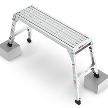 Load image into Gallery viewer, Aluminum Work Platform Large Size Step Stool Folding Portable Work Bench 40"  Width Telescopic Feet 22" -27.5" Height Adjustable
