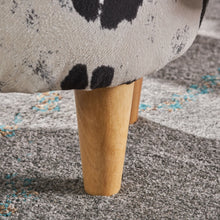 Load image into Gallery viewer, Black and White Velvet Cow-Shaped Ottoman, Cute Wood Foot Stool Shoes Changing Seat with Cushioned for Adult Living Room, Bedroom, Nursery Gameroom, Playroom, Porch Furniture
