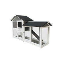 Load image into Gallery viewer, Removable Tray Ramp wooden outdoor rabbit hutch with running cage
