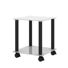 Load image into Gallery viewer, 1-Piece White+Black Side Table , 2-Tier Space End Table ,Modern Night Stand, Sofa table, Side Table with Storage Shelve
