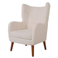 Load image into Gallery viewer, Mid-Century Accent  Chair, Ivory White, Modern Retro Club Chair, Birch Frame, Upholstered Teddy Wool Fabric, Single Sofa Armchair for Small Spaces, Living Room, Bedroom, Reading Corner, Balcony
