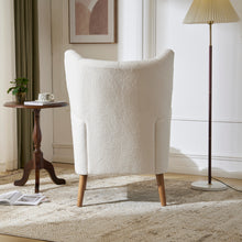 Load image into Gallery viewer, Mid-Century Accent  Chair, Ivory White, Modern Retro Club Chair, Birch Frame, Upholstered Teddy Wool Fabric, Single Sofa Armchair for Small Spaces, Living Room, Bedroom, Reading Corner, Balcony
