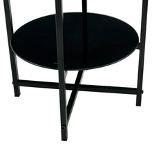 Load image into Gallery viewer, 2- layer Tempered Glass End Table, Round Coffee Table for Bedroom Living Room Office (black)
