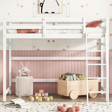 Load image into Gallery viewer, Twin Size High Loft Bed with inclined Ladder, Guardrails,White
