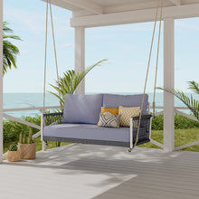 Load image into Gallery viewer, TREXM 1-Piece Woven Rope Outdoor Swing Sofa with Soft Cushions Seating 2 for Patio, Courtyard and Balcony (Light Grey)

