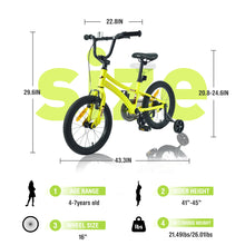 Load image into Gallery viewer, ZUKKA Kids Bike,16 Inch Kids' Bicycle with Training Wheels for Boys Age 4-7 Years,Multiple Colors
