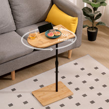 Load image into Gallery viewer, Couch Tray Table Bamboo Height Adjustable Side Table for Sofa C-shaped Oval End Tables with Slots for Bed &amp; Chairs in Living Room &amp; Bedroom (Oval + Rectangle)
