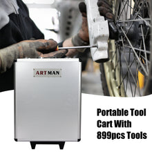 Load image into Gallery viewer, White Hand Tool Box with 4 Layers of Toolset and Wheels
