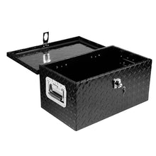 Load image into Gallery viewer, 20 Inch Black Aluminum Tool long Box Tread Flat box for Truck Car Outdoor Trailer Pickup Underbody RV ATV Storage Tools Organizer with Lock Side Handle and Keys (20.1"×11.8"×9.3")
