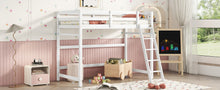 Load image into Gallery viewer, Twin Size High Loft Bed with inclined Ladder, Guardrails,White
