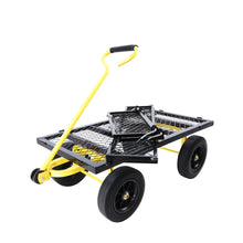 Load image into Gallery viewer, (Black +Yellow solid wheels wagon cart)Solid wheels Tools cart Wagon Cart Garden cart trucks make it easier to transport firewood
