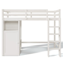 Load image into Gallery viewer, Twin Loft Bed with Wardrobe, Storage Shelves and Ladder, White
