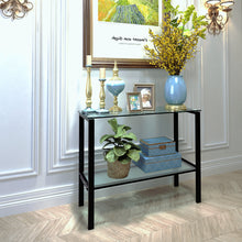 Load image into Gallery viewer, Console Table Double layer tempered glass rectangular porch table black leg double layer glass tea table
