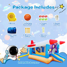 Load image into Gallery viewer, 6 in 1 outdoor indoor inflatable bouncer for kids target ball basketball slide with blower
