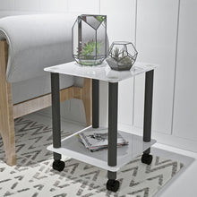 Load image into Gallery viewer, 1-Piece White+Black Side Table , 2-Tier Space End Table ,Modern Night Stand, Sofa table, Side Table with Storage Shelve

