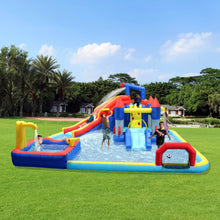 Load image into Gallery viewer, 10 in1 Inflatable slide water park  bouncing house garden with splash pool &amp; water gun &amp; basketball &amp; climbing wall &amp; dual pools &amp; soccer
