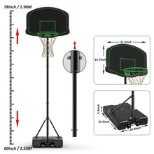 Load image into Gallery viewer, Basketball Hoop System Stand with 30in Backboard, Height Adjustable 60Inch-78Inch for Indoor Outdoor, Fillable Base with Wheels for Kids, Youth
