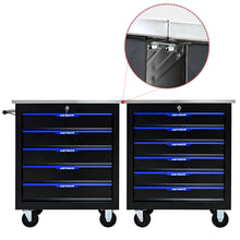 Load image into Gallery viewer, 5 DRAWERS MULTIFUNCTIONAL TOOL CART WITH WHEELS-BLACK+BLUE
