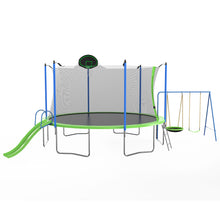 Load image into Gallery viewer, 14FT Trampoline with Slide and Swings, ASTM Approved Large Recreational Trampoline with Basketball Hoop and Ladder,Outdoor Backyard Trampoline with Net, Capacity for Kids and Adults
