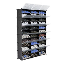 Load image into Gallery viewer, 12-Tier Portable 72 Pair Shoe Rack Organizer 36 Grids Tower Shelf Storage Cabinet Stand Expandable for Heels, Boots, Slippers, Black
