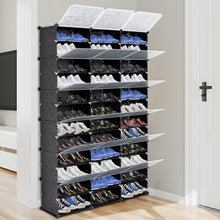 Load image into Gallery viewer, 12-Tier Portable 72 Pair Shoe Rack Organizer 36 Grids Tower Shelf Storage Cabinet Stand Expandable for Heels, Boots, Slippers, Black
