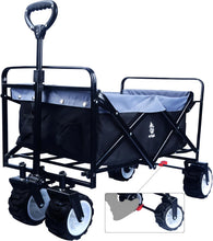 Load image into Gallery viewer, Collapsible Heavy Duty Beach Wagon Cart Outdoor Folding Utility Camping Garden Beach Cart with Universal Wheels Adjustable Handle Shopping (black＆gray)
