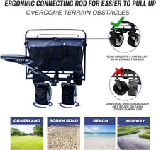 Load image into Gallery viewer, Collapsible Heavy Duty Beach Wagon Cart Outdoor Folding Utility Camping Garden Beach Cart with Universal Wheels Adjustable Handle Shopping (black＆gray)
