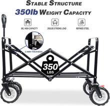 Load image into Gallery viewer, Collapsible Heavy Duty Beach Wagon Cart Outdoor Folding Utility Camping Garden Beach Cart with Universal Wheels Adjustable Handle Shopping (black＆gray)
