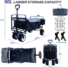 Load image into Gallery viewer, Collapsible Heavy Duty Beach Wagon Cart Outdoor Folding Utility Camping Garden Beach Cart with Universal Wheels Adjustable Handle Shopping (black＆gray)
